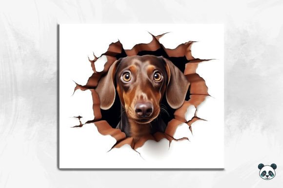 3D Dachshund Cracked Hole: A Creative Sublimation Design