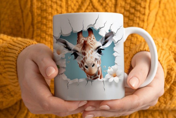 3D Giraffe Mug Wrap PNG 1: A Creative Sublimation Asset