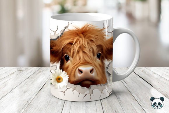 3D Highland Cow Mug Wrap Sublimation Guide