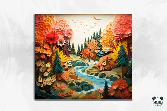 3D Tranquil Forest Scene Cracked Hole 25