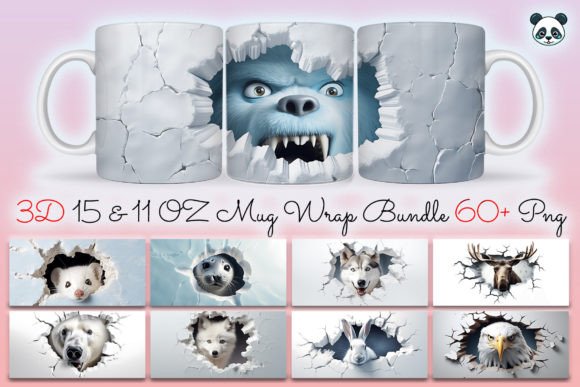 3D Winter Animals Mug Wrap Bundle Guide