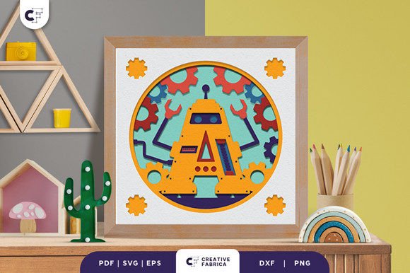 Alphabet Robot Letter A 3D Shadow Box Guide