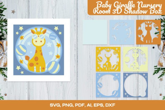Baby Giraffe Nursery 3D Shadow Box Design