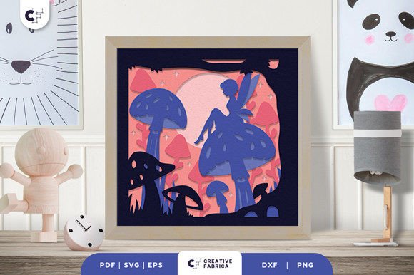Bring Magic to Life with a Fairy Sits on a Mushroom 3D Shadow Box