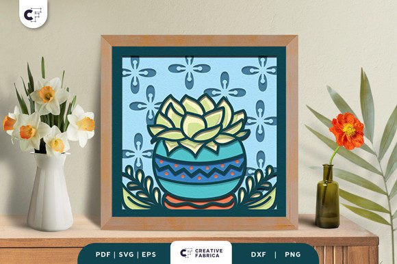 Bringing Desert Life to Light: The Rustic Cacti in a Pot 3D Light Box SVG