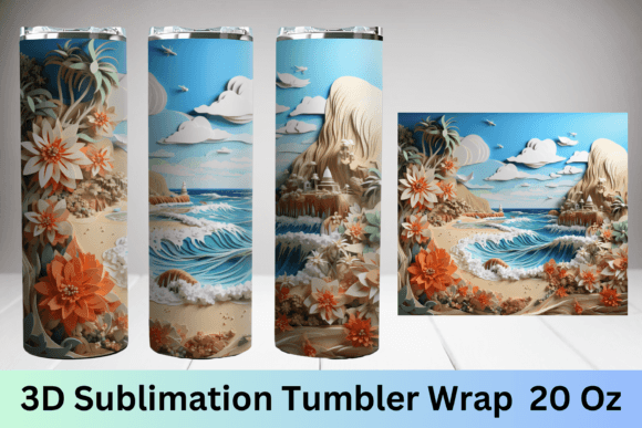Bringing the Coastline to Your Cup: The Magic of a 3D Beach Theme Tumbler Wrap