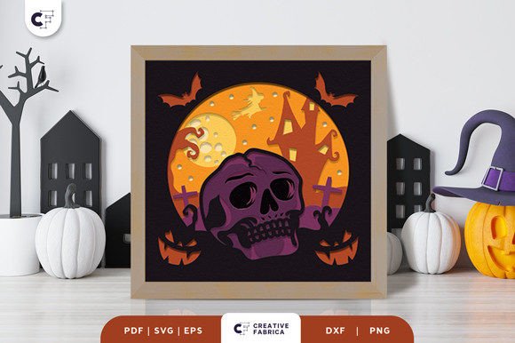 Bringing the Graveyard to Life with a Skull Paper Cutting 3D Shadow Box