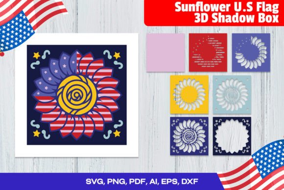 Elevate Your Patriotic Decor with a Sunflower U.S Flag 3D Shadow Box