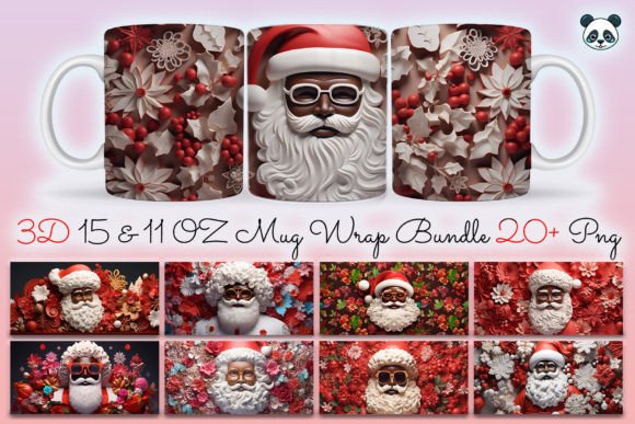 Elevating Holiday Merchandise with the 3D Christmas Black Santa Mug Wrap Bundle
