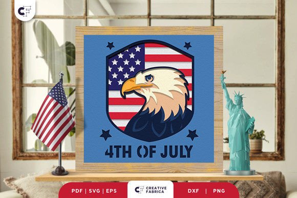 Elevating Independence Day Decor with a 4th of July Eagle Shadow Box SVG