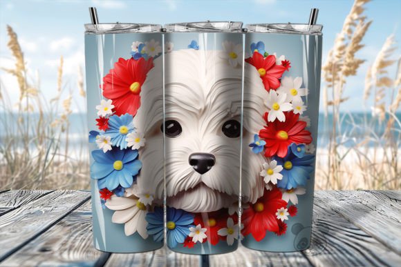 Elevating Sublimation Projects with a Patriotic Maltese Puppy 3D Tumbler Wrap Design