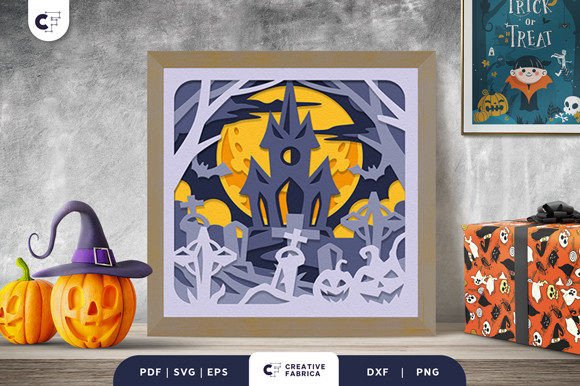 Haunted Graveyard 3D Light Box SVG Guide