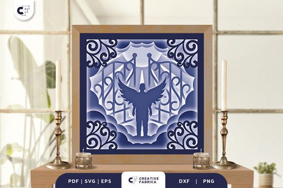 Memorial Man with Wings 3D Shadow Box Guide