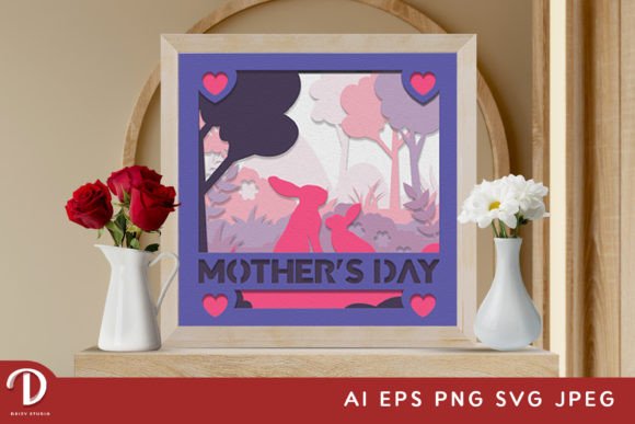Mother's Day Bunnies 3D SVG Shadow Box Guide