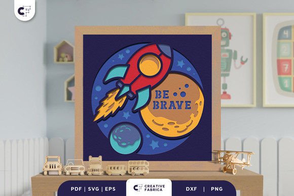 Space Rocket 3D Shadow Box Paper Cut Guide