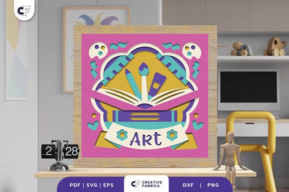 Stack of Art Books 3D Shadow Box SVG Guide