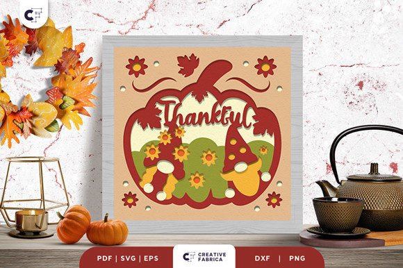 Thankful Gnome 3D Shadow Box SVG for Fall