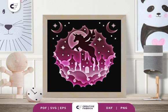 Unicorn and Castle 3D Shadow Box SVG Guide