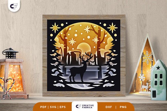 Winter Forest 3D Shadow Box Papercut SVG Guide